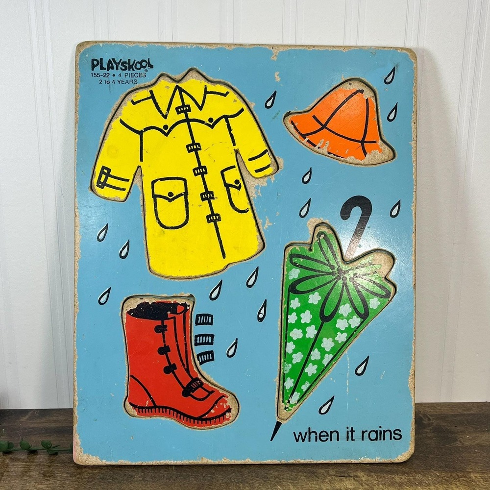 When It‎ Rains Wooden Puzzle: Vintage Nursery Decor